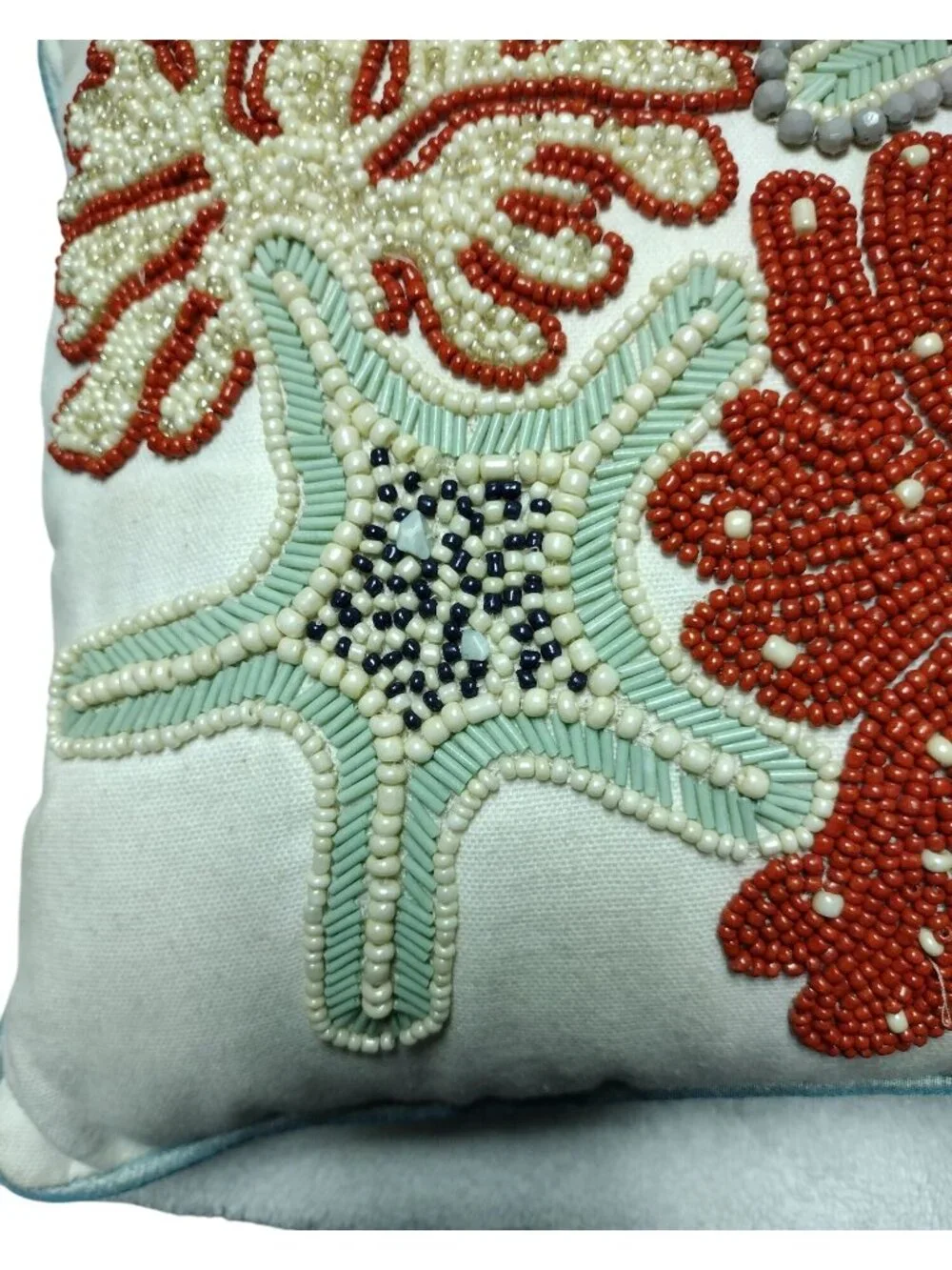 Pear 1 Decorative Beaded Throw Pillow Ocean Beachy Sea Creatures